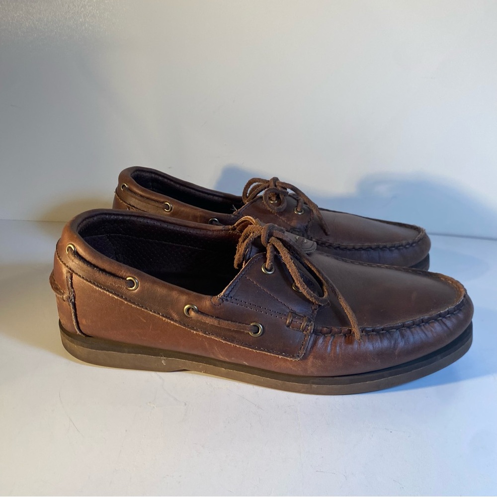 ALLEN EDMONDS Port Washington Brown Leather Boat Shoes Size 8.5
